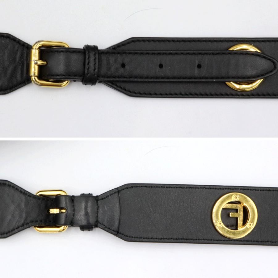 フェンディ（FENDI）キャム　 ショルダーバッグ　8BT287　レザー　ブラック　金具ゴールドカラー　レディース　（中古）