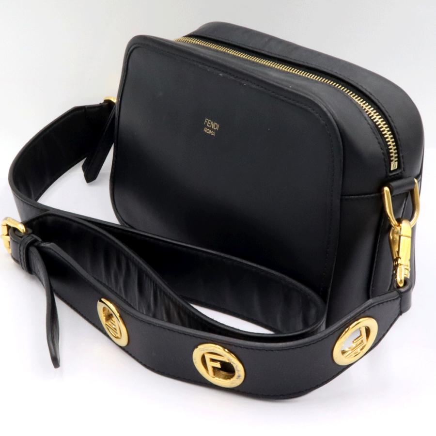 フェンディ（FENDI）キャム　 ショルダーバッグ　8BT287　レザー　ブラック　金具ゴールドカラー　レディース　（中古）