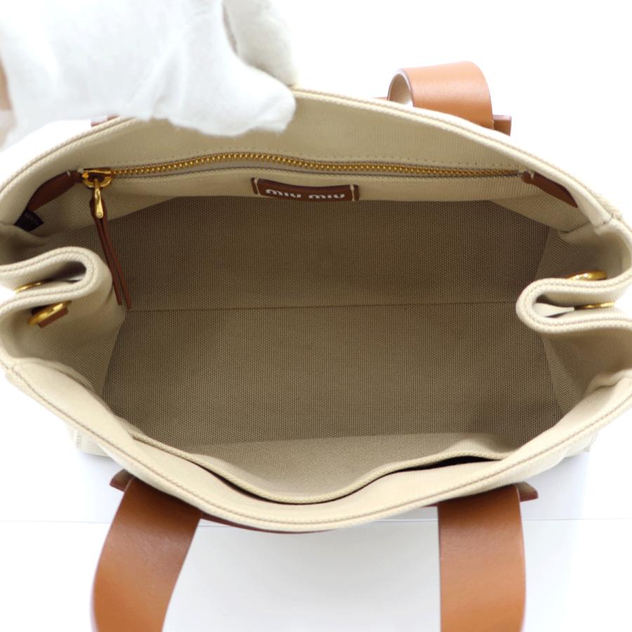 ミュウミュウ(MIU MIU) カナパ キャンパス　2WAY トートバッグ　5BA176　「ショルダーストラップ無し」 ハンドバッグ　レディース(中古)