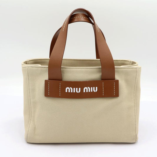 ミュウミュウ(MIU MIU) カナパ キャンパス　2WAY トートバッグ　5BA176　「ショルダーストラップ無し」 ハンドバッグ　レディース(中古)