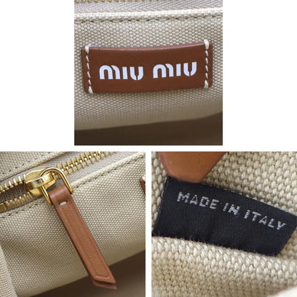 ミュウミュウ(MIU MIU) カナパ キャンパス　2WAY トートバッグ　5BA176　「ショルダーストラップ無し」 ハンドバッグ　レディース(中古)