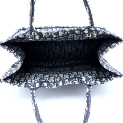 クリスチャンディオール (Christian Dior) ブッグトート　ミディアム　トートバッグ　コットン刺繍/ネイビーホワイト　レディース（中古）