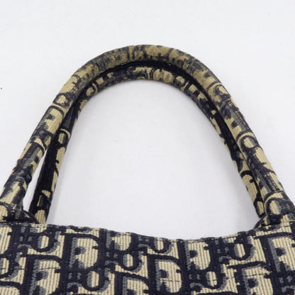 クリスチャンディオール (Christian Dior) ブッグトート　ミディアム　トートバッグ　コットン刺繍/ネイビーホワイト　レディース（中古）