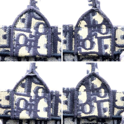 クリスチャンディオール (Christian Dior) ブッグトート　ミディアム　トートバッグ　コットン刺繍/ネイビーホワイト　レディース（中古）
