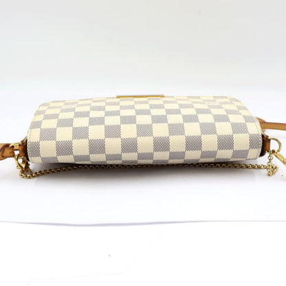 ルイヴィトン（LOUIS VUITTON）ダミエアズール　フェイボリットPM　N41277　ショルダーバッグ　ハンドバッグ　ホワイト　レディース　（中古）