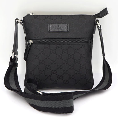 グッチ(GUCCI)GGショルダーバッグ　449188　斜め掛け　ブラック　ナイロン　メンズ　レディース　(中古)