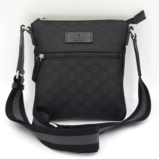 グッチ(GUCCI)GGショルダーバッグ　449188　斜め掛け　ブラック　ナイロン　メンズ　レディース　(中古)