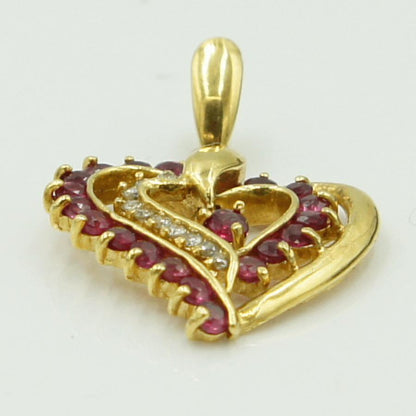 K18ルビーダイヤモンドペンダントトップ　「ハート」　R1.02ct　D0.11ct　重量3.07ｇ(石の重量含む)　レディース（中古）