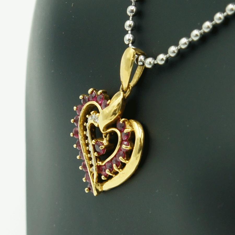 K18ルビーダイヤモンドペンダントトップ　「ハート」　R1.02ct　D0.11ct　重量3.07ｇ(石の重量含む)　レディース（中古）