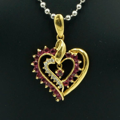 K18ルビーダイヤモンドペンダントトップ　「ハート」　R1.02ct　D0.11ct　重量3.07ｇ(石の重量含む)　レディース（中古）