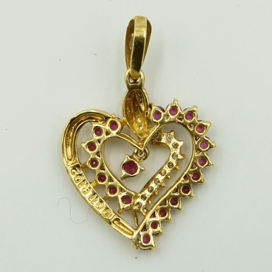 K18ルビーダイヤモンドペンダントトップ　「ハート」　R1.02ct　D0.11ct　重量3.07ｇ(石の重量含む)　レディース（中古）
