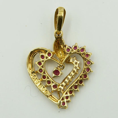 K18ルビーダイヤモンドペンダントトップ　「ハート」　R1.02ct　D0.11ct　重量3.07ｇ(石の重量含む)　レディース（中古）