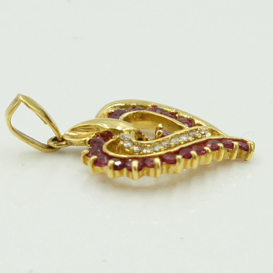 K18ルビーダイヤモンドペンダントトップ　「ハート」　R1.02ct　D0.11ct　重量3.07ｇ(石の重量含む)　レディース（中古）