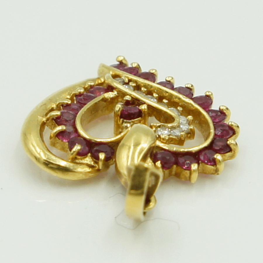 K18ルビーダイヤモンドペンダントトップ　「ハート」　R1.02ct　D0.11ct　重量3.07ｇ(石の重量含む)　レディース（中古）