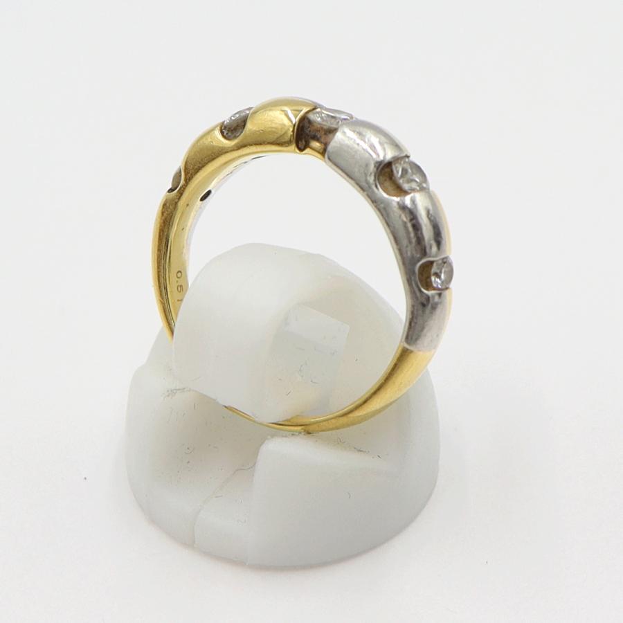 K18/Pt900ダイヤリング　D0.51ct　サイズ11号　重量5.92ｇ(石の重量含む)　レディース(中古)