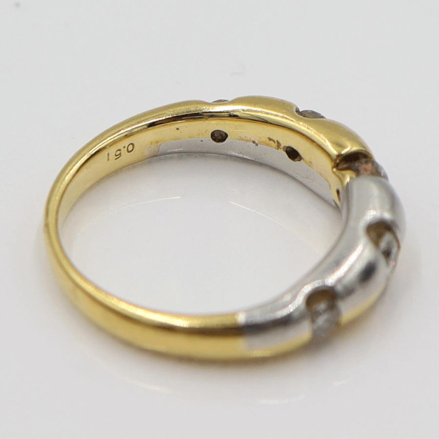 K18/Pt900ダイヤリング　D0.51ct　サイズ11号　重量5.92ｇ(石の重量含む)　レディース(中古)