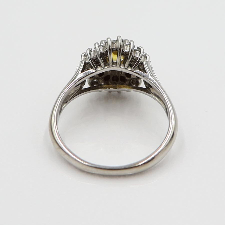 Pt850サファイアリング　YS0.28ct　D0.34ct　リングサイズ9号　重量4.30ｇ(石の重量含む)　レディース(中古)