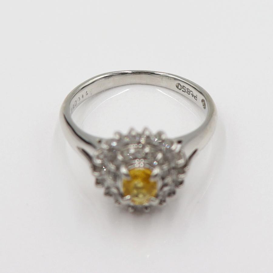 Pt850サファイアリング　YS0.28ct　D0.34ct　リングサイズ9号　重量4.30ｇ(石の重量含む)　レディース(中古)