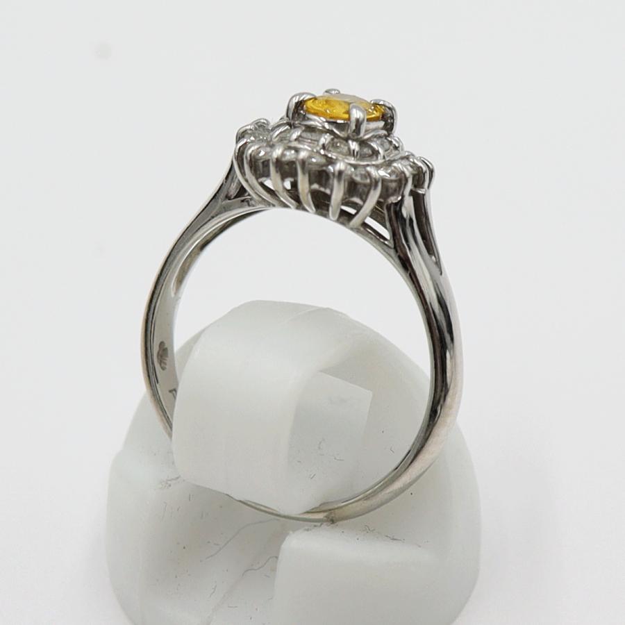 Pt850サファイアリング　YS0.28ct　D0.34ct　リングサイズ9号　重量4.30ｇ(石の重量含む)　レディース(中古)