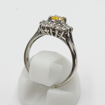 Pt850サファイアリング　YS0.28ct　D0.34ct　リングサイズ9号　重量4.30ｇ(石の重量含む)　レディース(中古)