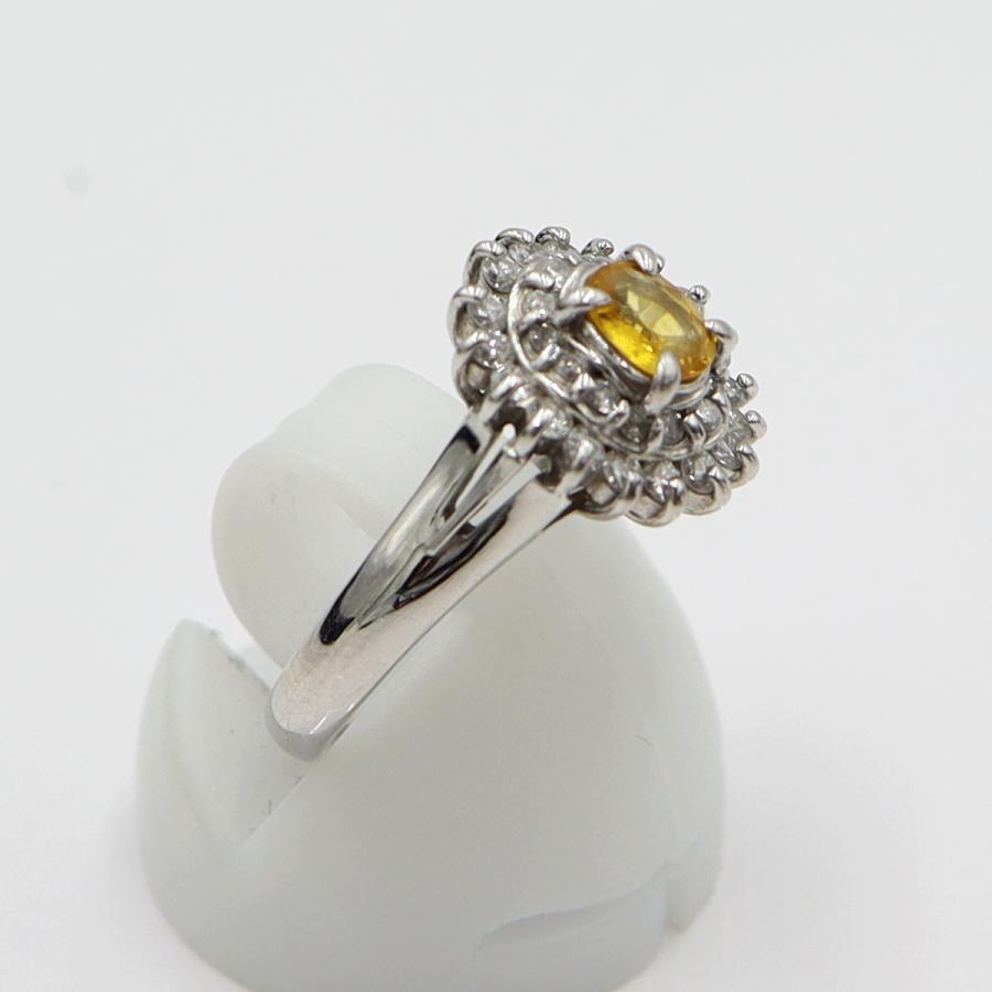 Pt850サファイアリング　YS0.28ct　D0.34ct　リングサイズ9号　重量4.30ｇ(石の重量含む)　レディース(中古)