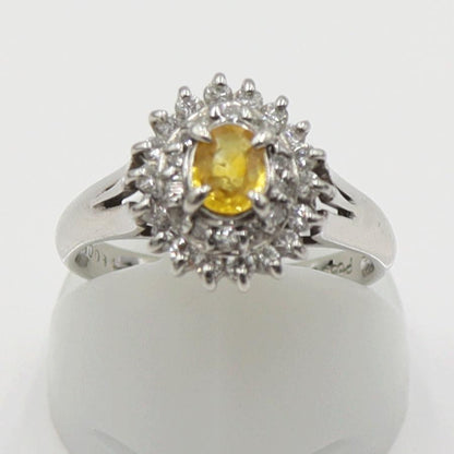 Pt850サファイアリング　YS0.28ct　D0.34ct　リングサイズ9号　重量4.30ｇ(石の重量含む)　レディース(中古)