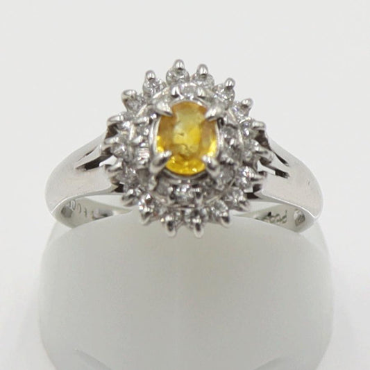 Pt850サファイアリング　YS0.28ct　D0.34ct　リングサイズ9号　重量4.30ｇ(石の重量含む)　レディース(中古)