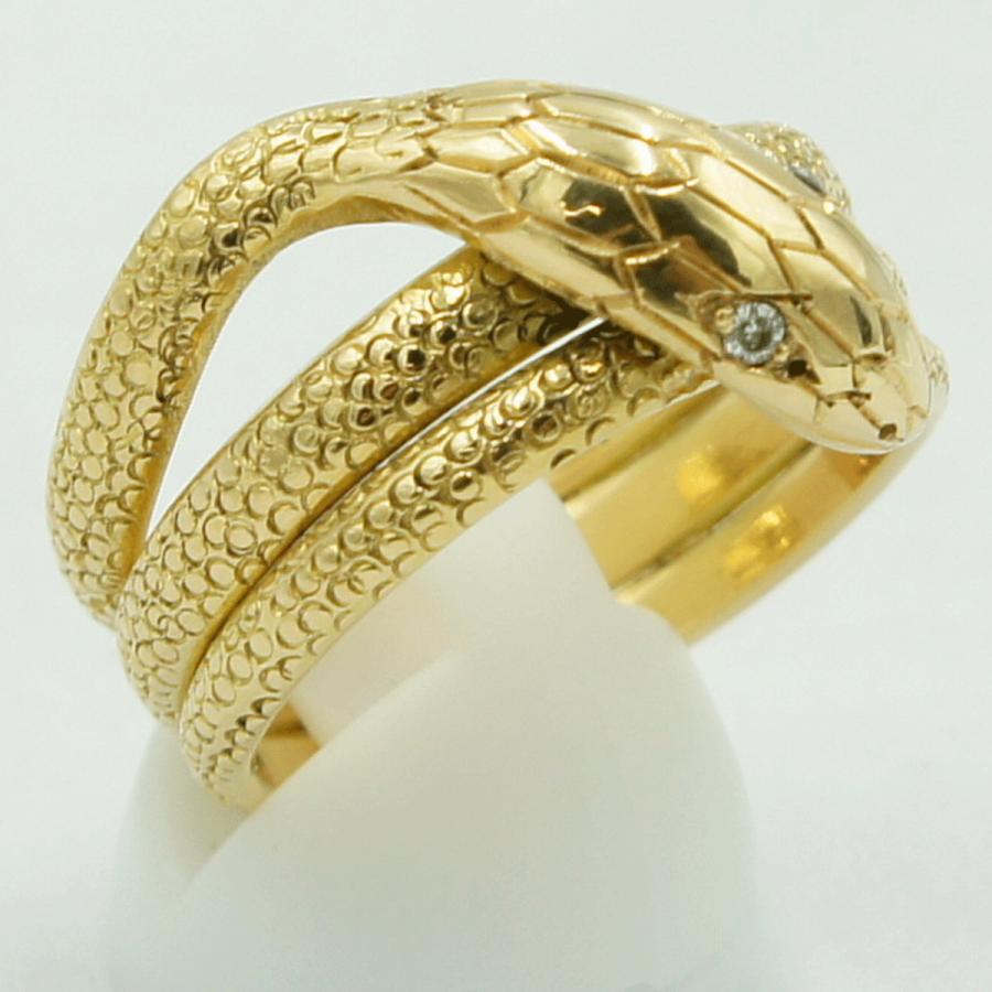 K18ダイヤモンドリング　「スネーク」　リングサイズ29号　重量23.50ｇ（中古）