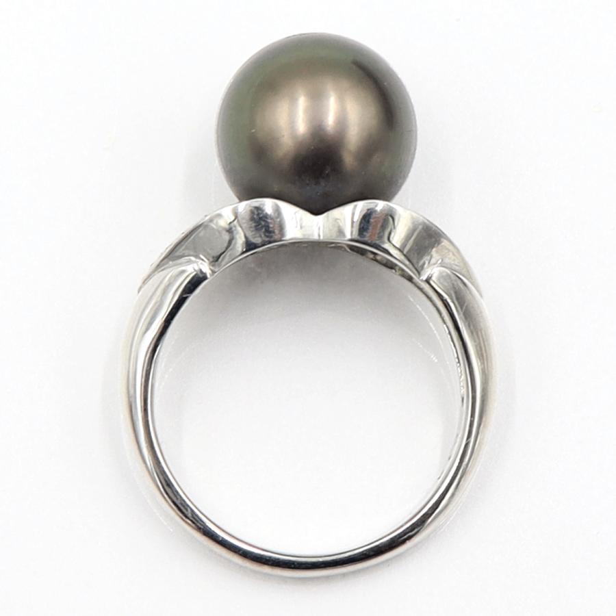 Pt900黒蝶パールリング　P11.5mm　D0.14ct　リングサイズ13号　重量9.18ｇ(石の重量含む)（中古）