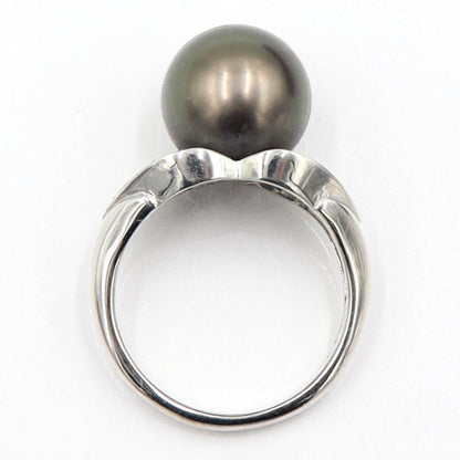 Pt900黒蝶パールリング　P11.5mm　D0.14ct　リングサイズ13号　重量9.18ｇ(石の重量含む)（中古）