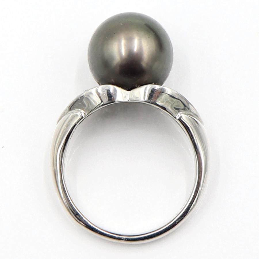Pt900黒蝶パールリング　P11.5mm　D0.14ct　リングサイズ13号　重量9.18ｇ(石の重量含む)（中古）