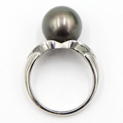 Pt900黒蝶パールリング　P11.5mm　D0.14ct　リングサイズ13号　重量9.18ｇ(石の重量含む)（中古）