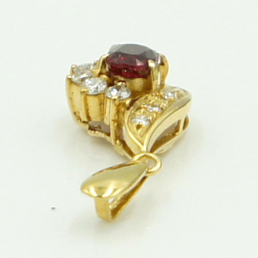 K18ルビーダイヤモンドペンダントトップ　重量1.30ｇ(石の重量含む)　レディース（中古）