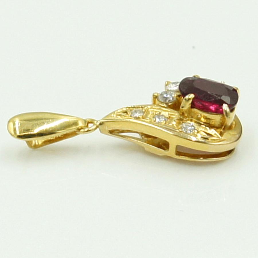 K18ルビーダイヤモンドペンダントトップ　重量1.30ｇ(石の重量含む)　レディース（中古）