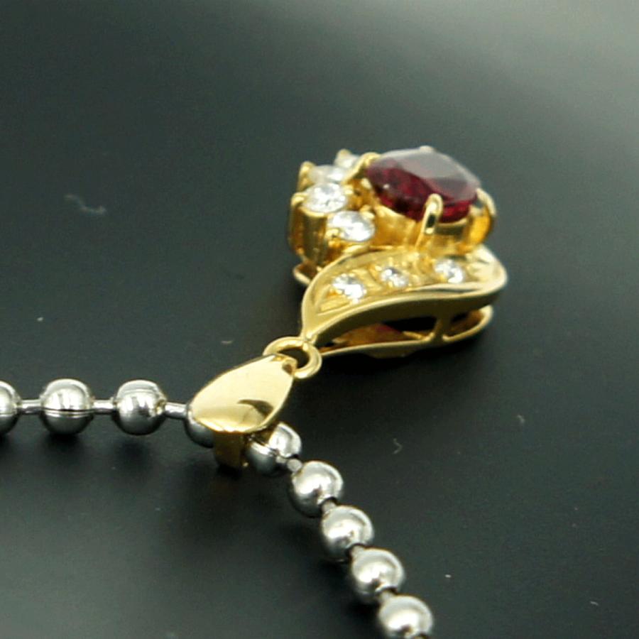 K18ルビーダイヤモンドペンダントトップ　重量1.30ｇ(石の重量含む)　レディース（中古）