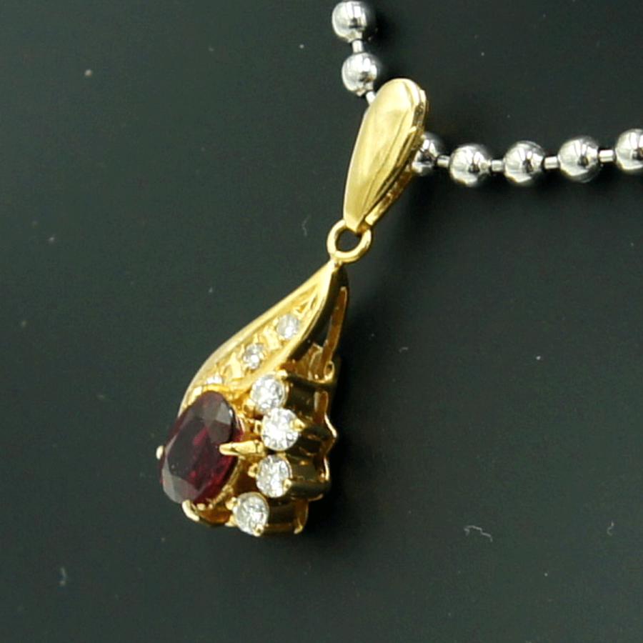 K18ルビーダイヤモンドペンダントトップ　重量1.30ｇ(石の重量含む)　レディース（中古）
