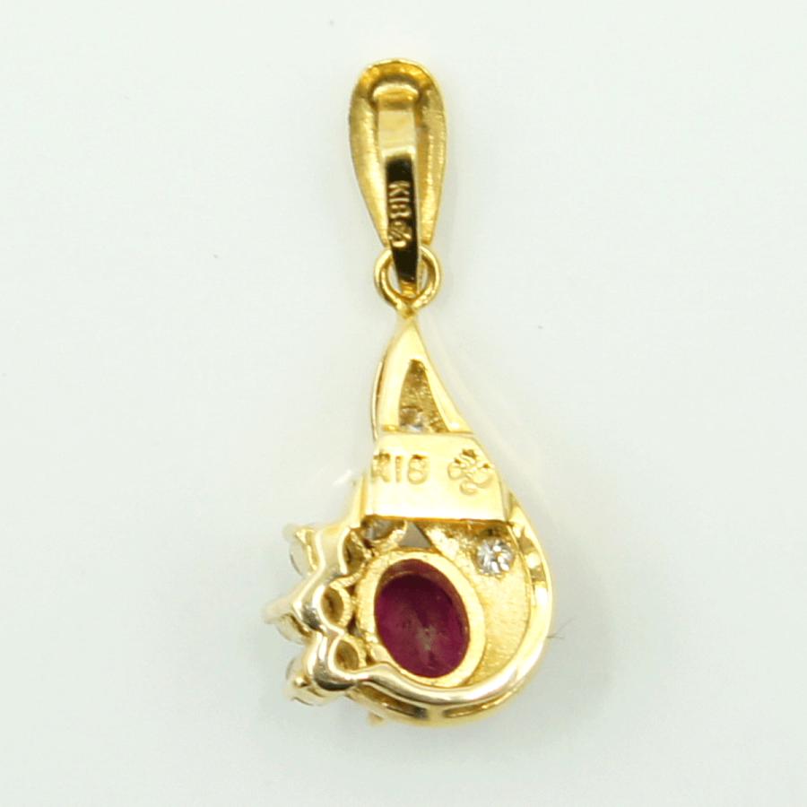 K18ルビーダイヤモンドペンダントトップ　重量1.30ｇ(石の重量含む)　レディース（中古）
