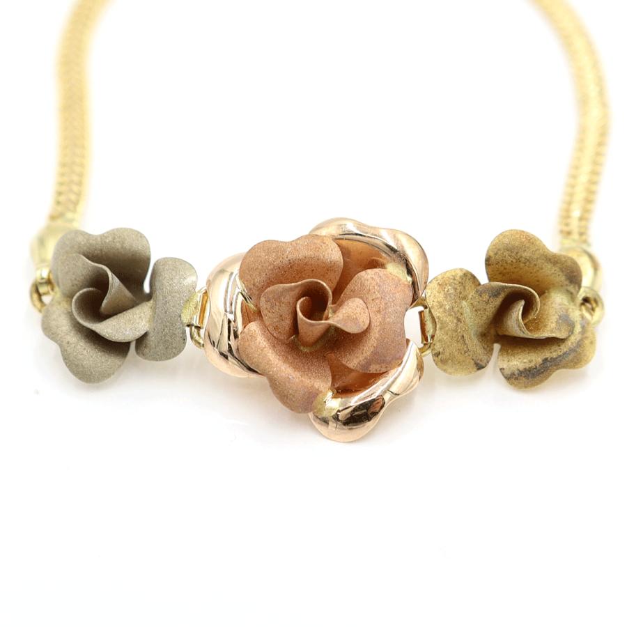 750デザインブレスレット「バラ」　長さ17.5cm　重量6.87ｇ　（中古）