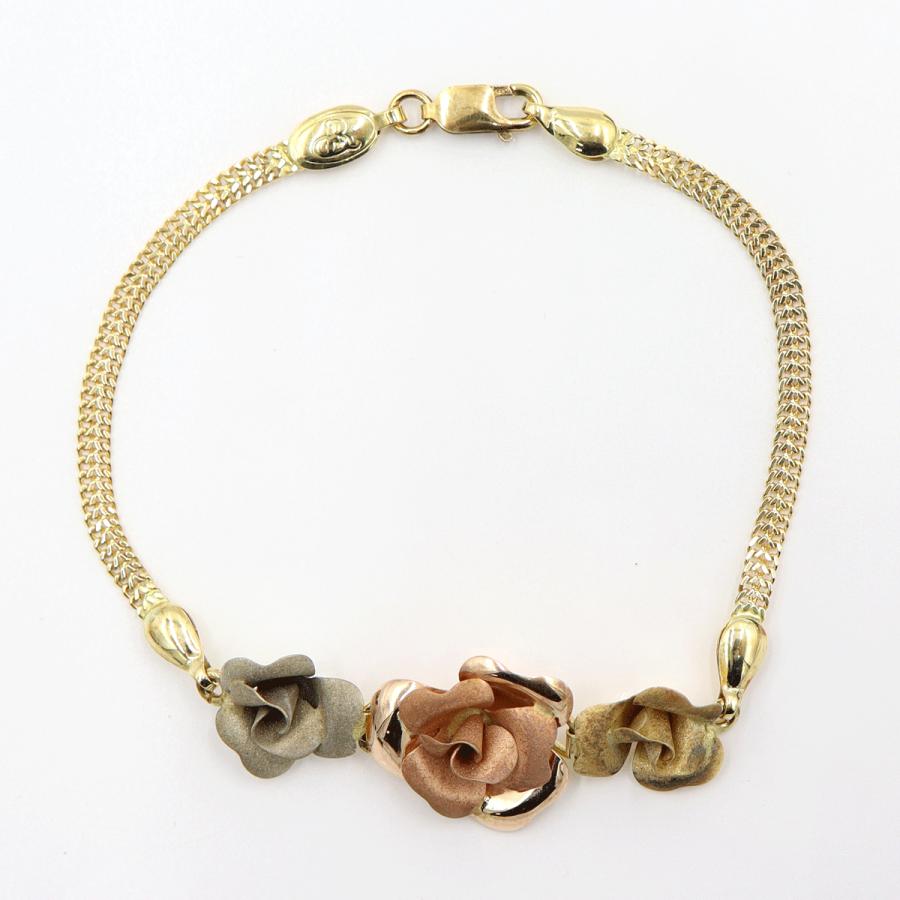 750デザインブレスレット「バラ」　長さ17.5cm　重量6.87ｇ　（中古）