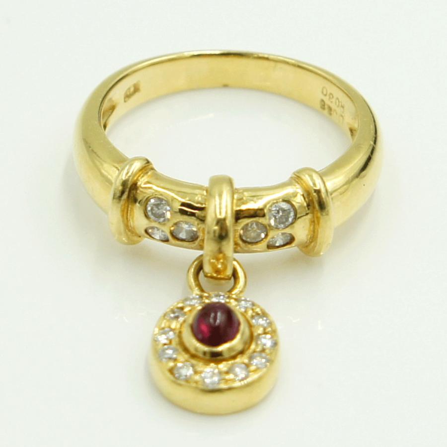 K18ルビーダイヤモンドリング　R0.30ct　D0.25ct　リングサイズ12号　重量5.74ｇ(石の重量含む)　レディース（中古）