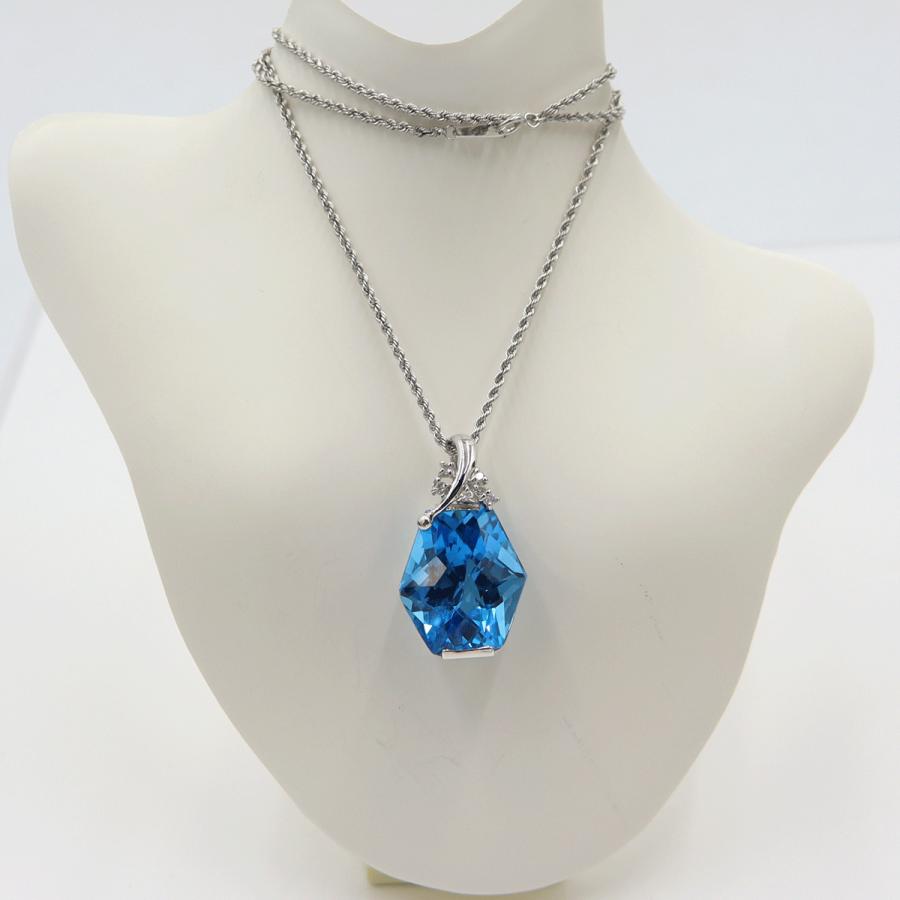 K18WGブルートパーズネックレス　BT25.88ct　ネック長さ:約40cm　重量10.20ｇ(石の重量を含む)　レディース(中古)