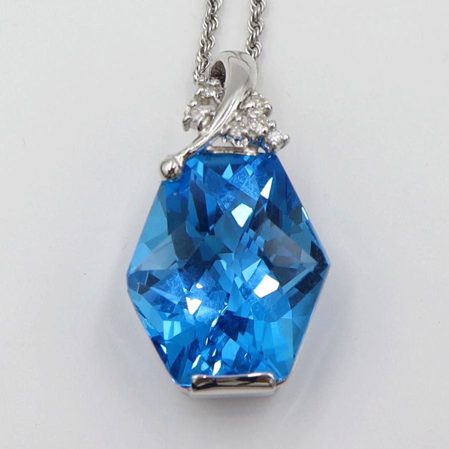 K18WGブルートパーズネックレス　BT25.88ct　ネック長さ:約40cm　重量10.20ｇ(石の重量を含む)　レディース(中古)