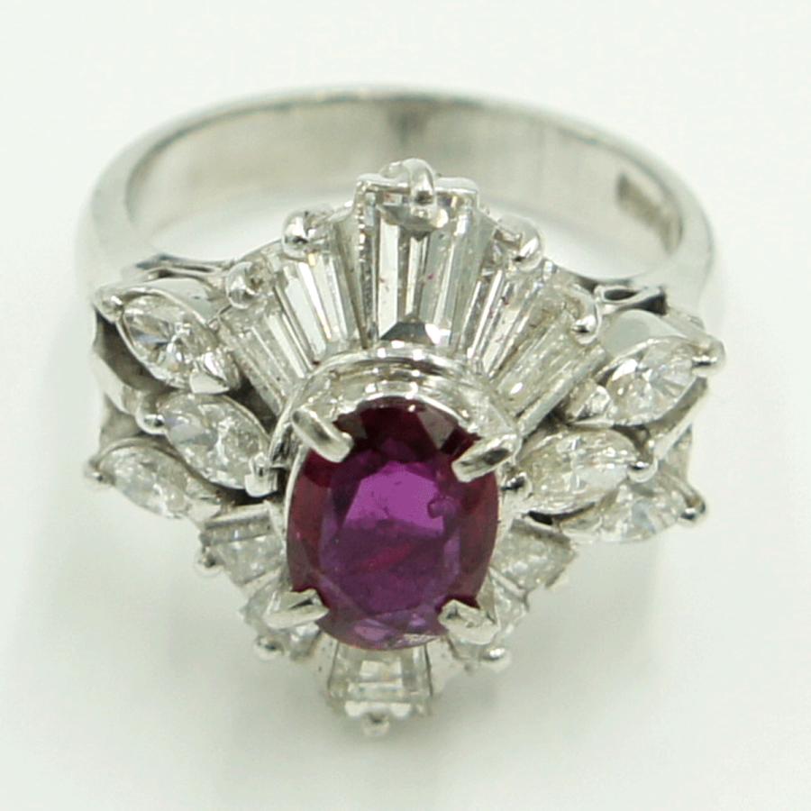 Pt900ルビーダイヤモンドリング　R1.15ct　D2.20ct　リングサイズ12号　重量11.81ｇ(石の重量含む)　レディース（中古）