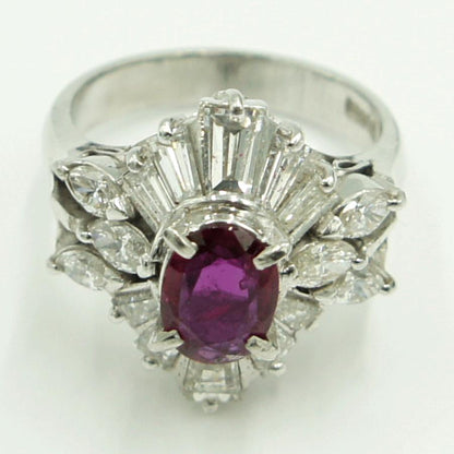 Pt900ルビーダイヤモンドリング　R1.15ct　D2.20ct　リングサイズ12号　重量11.81ｇ(石の重量含む)　レディース（中古）