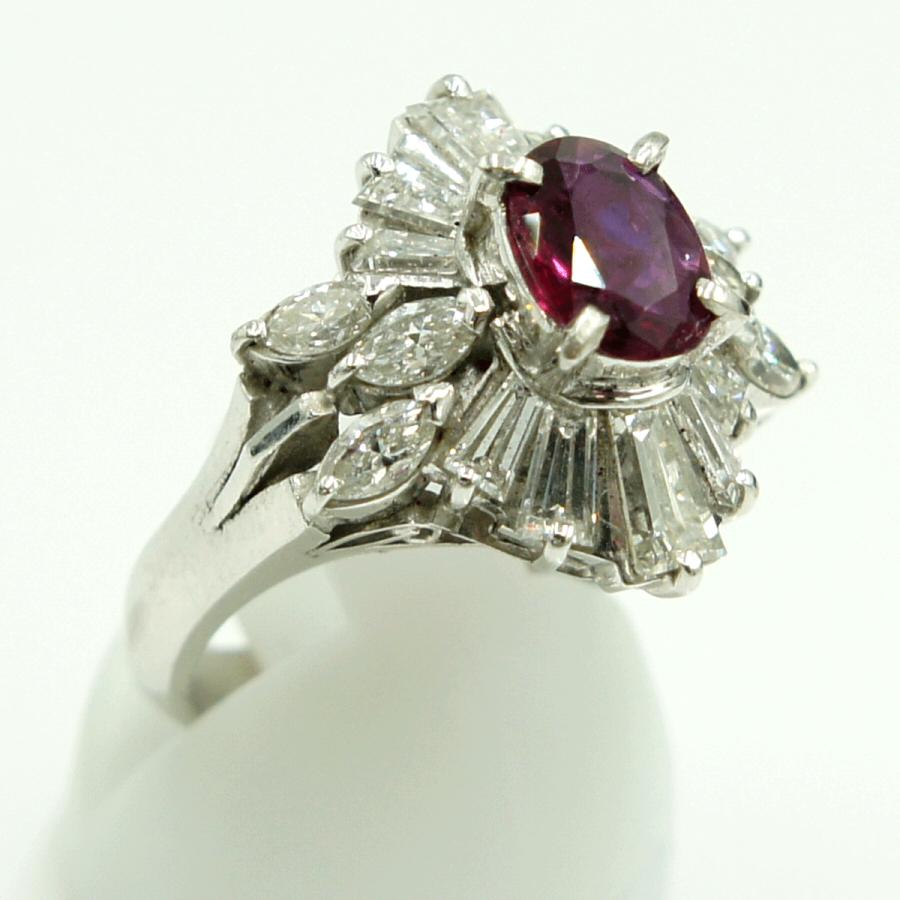 Pt900ルビーダイヤモンドリング　R1.15ct　D2.20ct　リングサイズ12号　重量11.81ｇ(石の重量含む)　レディース（中古）