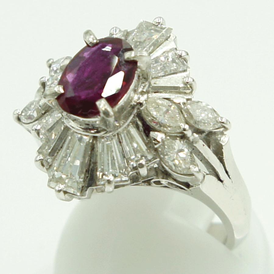 Pt900ルビーダイヤモンドリング　R1.15ct　D2.20ct　リングサイズ12号　重量11.81ｇ(石の重量含む)　レディース（中古）