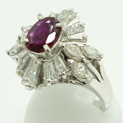 Pt900ルビーダイヤモンドリング　R1.15ct　D2.20ct　リングサイズ12号　重量11.81ｇ(石の重量含む)　レディース（中古）