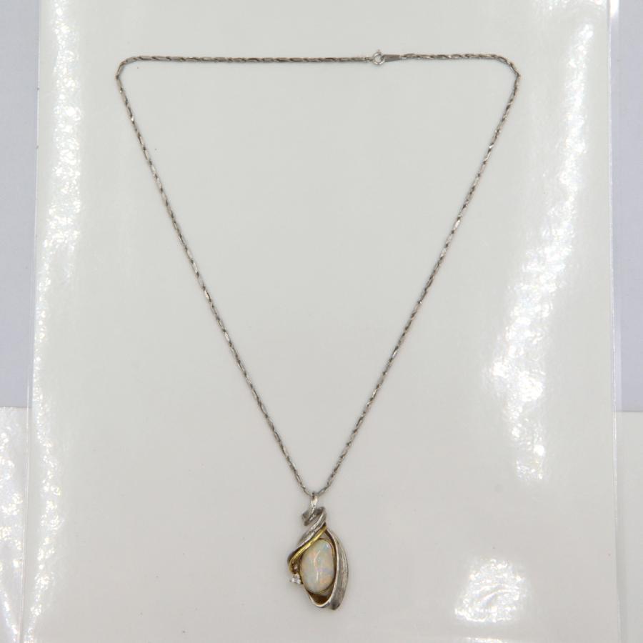 Pt850/Pt900/K18オパールペンダントネックレス　OP3.84ct　ネックレス長さ49cm　重量17.64ｇ(石の重量含む)（中古）