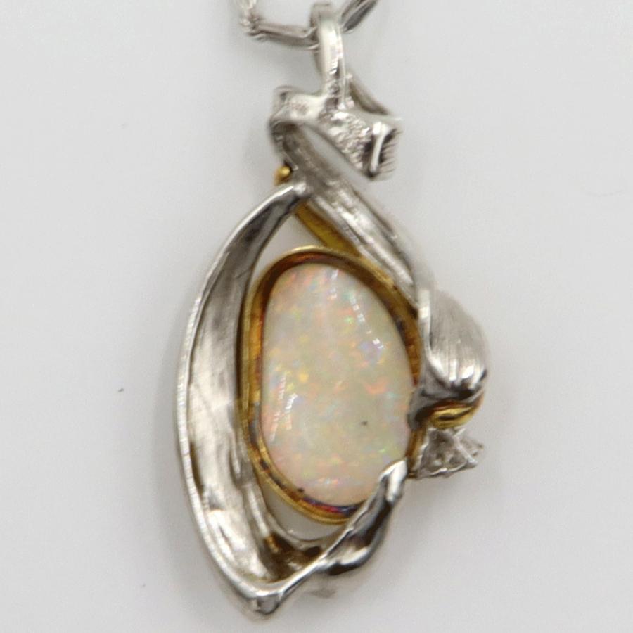 Pt850/Pt900/K18オパールペンダントネックレス　OP3.84ct　ネックレス長さ49cm　重量17.64ｇ(石の重量含む)（中古）