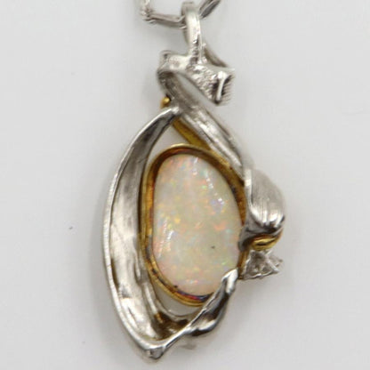 Pt850/Pt900/K18オパールペンダントネックレス　OP3.84ct　ネックレス長さ49cm　重量17.64ｇ(石の重量含む)（中古）